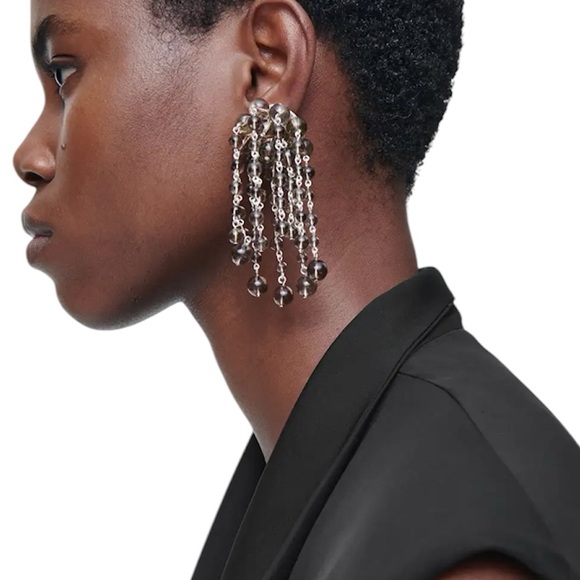 COS ATELIER Black Quartz Cascade Large Texture Clip On Earrings - Picture 6 of 6